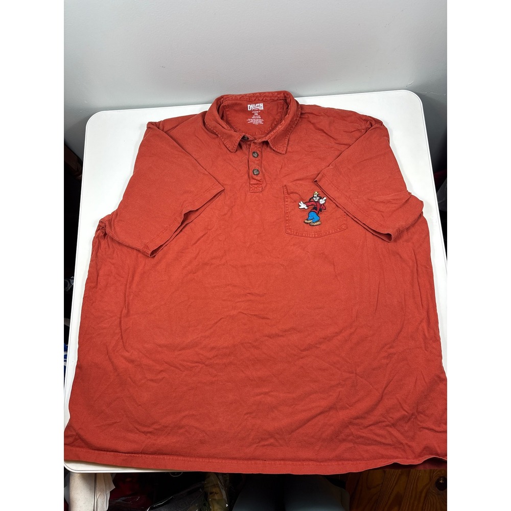 Duluth Trading Longtail Polo Shirt 4XL‎ Goofy Disney Pocket Mens Orange
